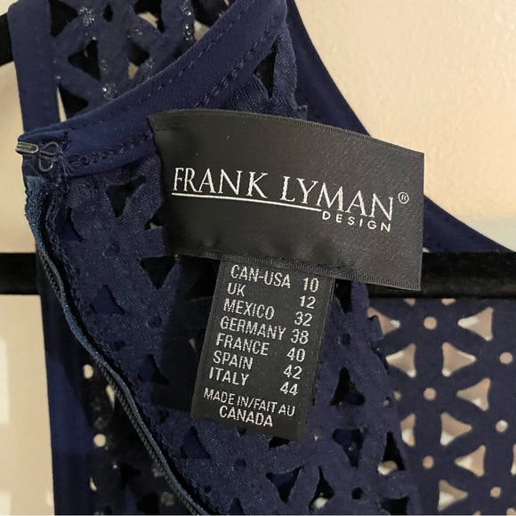 Frank Lyman Stylish navy/silver cocktail dress with slimming asymmetrical tiers - Picture 6 of 12
